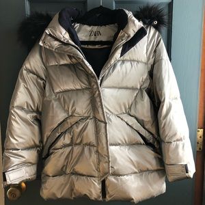 Silver Puffy Jacket for Winter